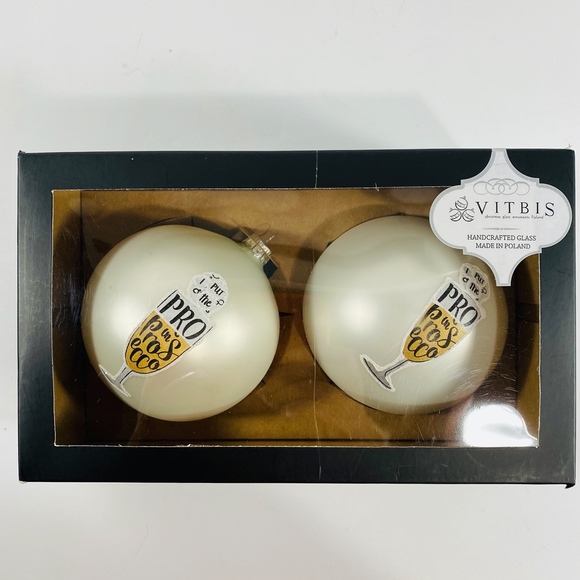 Vitbis Christmas Glass Ornaments Prosecco Set of 2 - Picture 3 of 3